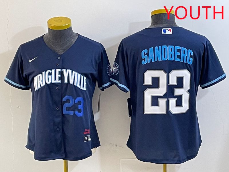 Youth Chicago Cubs 23 Sandberg Blue City Edition Game 2025 Nike MLB Jersey style 5